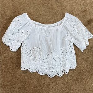 Abercrombie & Fitch White Ruffled Top